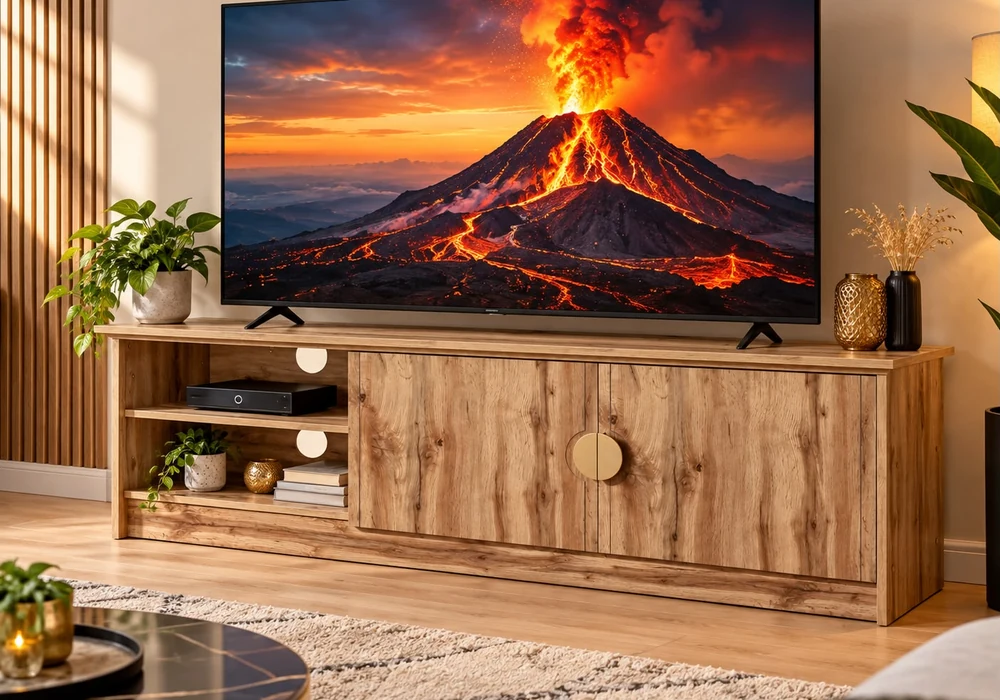 Meuble TV 2 Portes collection Carry, mis en scène dans un salon