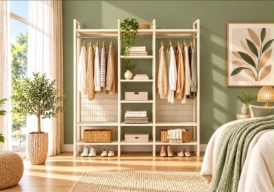 Dressing AMARA Ouvert avec Penderie et Étagères Armoires, Commodes & Chevets Armoires, Commodes & Chevets