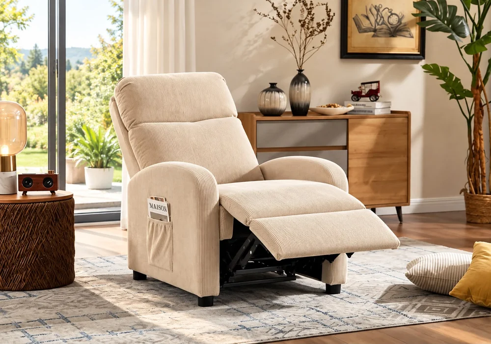 Fauteuil Relax PUSHBACK MIRAL Beige Fauteuils, Tabourets & Poufs Fauteuils, Tabourets & Poufs