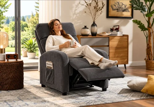 Fauteuil Relax PUSHBACK MIRAL Gris Foncé Fauteuils, Tabourets & Poufs Fauteuils, Tabourets & Poufs