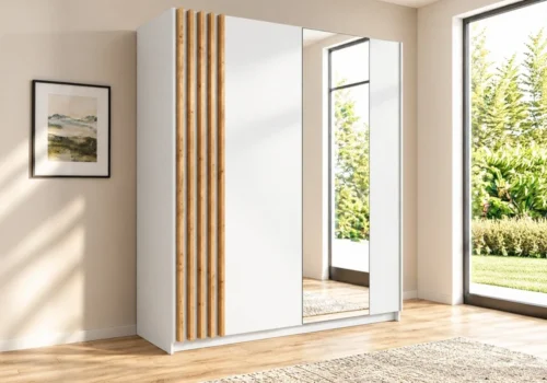 Armoire BELIN 2 Portes Coulissantes avec Miroir Armoires, Commodes & Chevets Armoires, Commodes & Chevets
