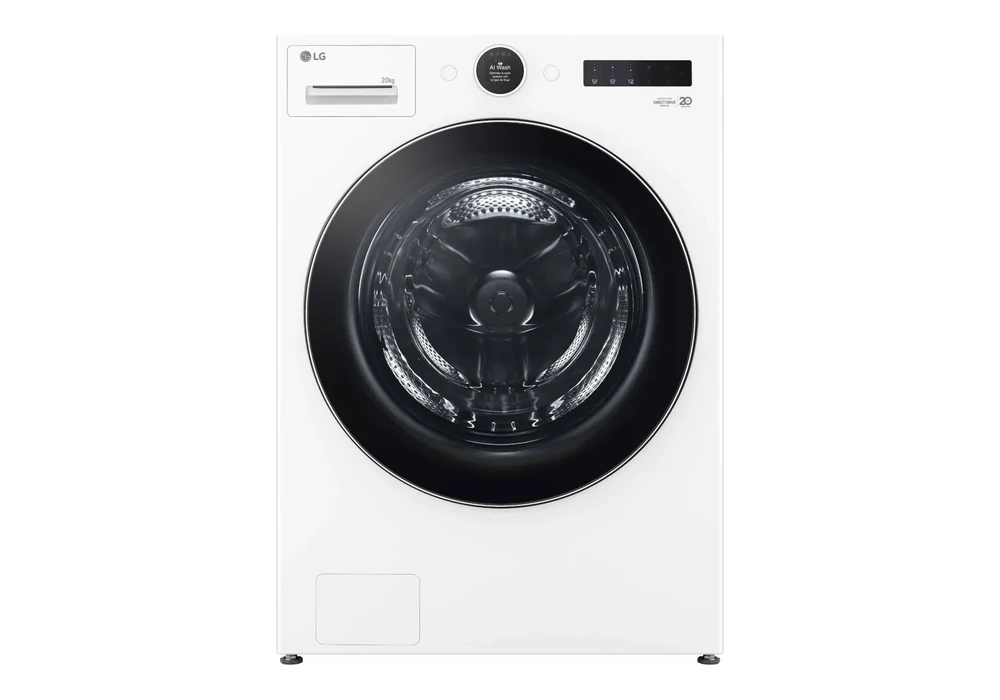 41437 Lave-linge LG F20F12WST blanc 20 kg, vue de face sur fond blanc