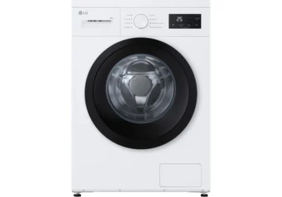 Lave-linge LG F94N15WHS blanc 9 kg, vue de face sur fond blanc