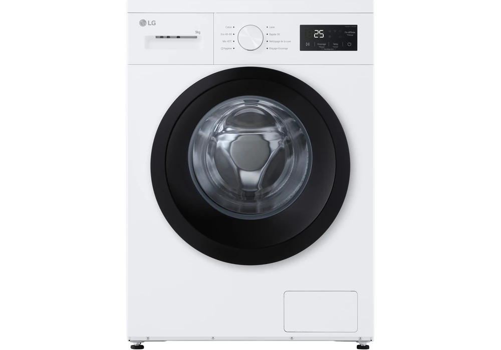 41439 Lave-linge LG F94N15WHS blanc 9 kg, vue de face sur fond blanc