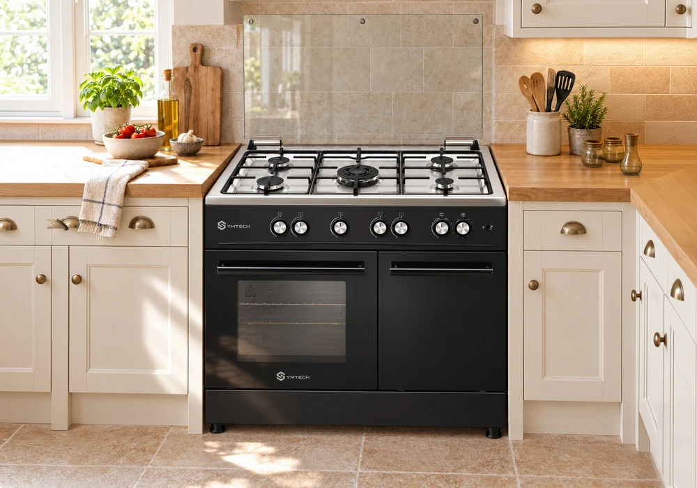 Cuisinière 5 Feux Gaz Butanette + Four Gaz SYMTECH Noir 42210